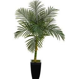 Nearly Natural Faux Trees Green Green & Golden Cane Palm Tree Artificial Plant