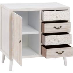 BigBuy Home Recibidor Con Cajones Dune Natural Blanco Madera 80 x 40 x 80 cm Cómoda