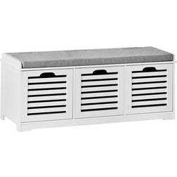 SoBuy 3 Grilled White Storage Bench 105x43cm