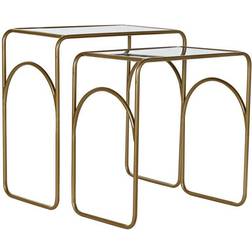 Dkd Home Decor Set of 2 Crystal Golden Metal Nesting Table