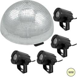 Set Halbspiegelkugel 50cm + 4 3W Warmweiss LED-Licht