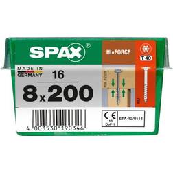 Spax Tirafondo Madera Cabeza Torx Galvanizado Arandela 8x200 Caja Stk 16 Unid - 4251010802017