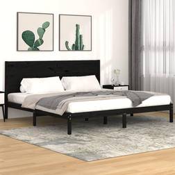 vidaXL Estructura De Cama De Madera Maciza De Pino Negra 200x200 cm