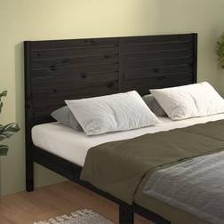 vidaXL De Cama Madera Maciza De Pino Negro 146x4x100 cm Cabecero