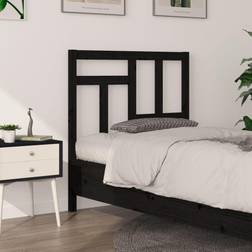 vidaXL De Cama Madera Maciza De Pino Negro 95.5x4x100 cm - Black Cabecero