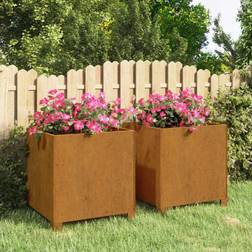 vidaXL Jardineras Con Patas 2 Uds Acero Corten Oxidado 42x40x43 cm - Marrón