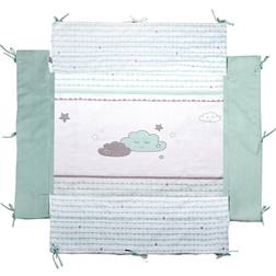 Roba Tapis de Parc Bébé Universel Happy Cloud Tour de Parc 75x100 à 100x100 cm Motif de Nuages Vert Blanc