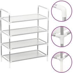 vidaXL Skohylla Med 4 Hyllor Metall Och Non-Woven Tyg Silver Skoställ