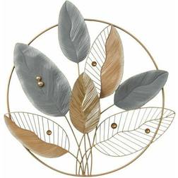 Dkd Home Decor Metall Multicolour Modern Ramad Löv av växt Väggdekor