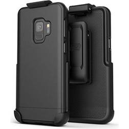 Encased Galaxy S9 Belt Case, Slimshield Series Ultra Thin Protective Grip Cover with Slim Holster Clip for Samsung S9 2018 Release Smooth Black