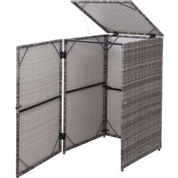 MCW Mülltonnenverkleidung Mülltonnenbox Mülltonnenabdeckung, Poly-Rattan 120l (Gebäudefläche )