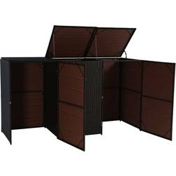 MCW-E25, Mülltonnenbox Mülltonnenabdeckung, Poly-Rattan 3x120l ~ (Gebäudefläche )