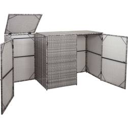 MCW MCW-E25, Mülltonnenbox Mülltonnenabdeckung, Poly-Rattan 3x120l ~ (Gebäudefläche )