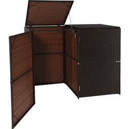 MCW 2er-Mülltonnenverkleidung MCW-E25, Mülltonnenbox Mülltonnenabdeckung, Poly-Rattan 2x120l ~ (Gebäudefläche )