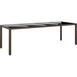 vidaXL Table de Jardin avec Dessus en Verre, Marron Rotin