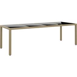 vidaXL Mesa De Jardín Superficie De Vidrio Ratán Sintético Beige