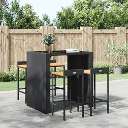 vidaXL barstole 4 stk. polyrattan og massivt