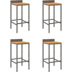 vidaXL Tabourets De Bar 4 pcs Gris Résine Tressée Et Bois D'Acacia 362605