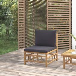 vidaXL Central De Jardín Bambú Con Cojines Gris Oscuro Sofá Modular