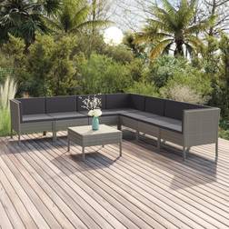 vidaXL 8-tlg Garten-Lounge-Set mit Auflagen Poly Rattan Grau Lounge-Set