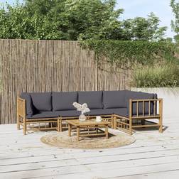 vidaXL Salotto Giardino 6 pz Cuscini Grigio Scuro Bambcod Mxl 76316 Set da Lounge da Esterno, Tavolo incluso 2 Sedie