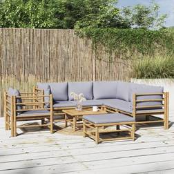 vidaXL 8 ljusgråa dynor Loungeset, Bord inkl. 2 Stolar