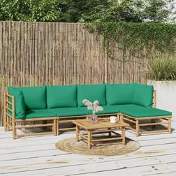 vidaXL Salotto Giardino 6 pz Con Cuscini Verdi Bambcod Mxl 76343 Set da Lounge da Esterno, Tavolo incluso 2 Sedie