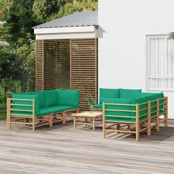 vidaXL Salotto Giardino 9 pz Con Cuscini Verdi Bambcod Mxl 100320 Set da Lounge da Esterno