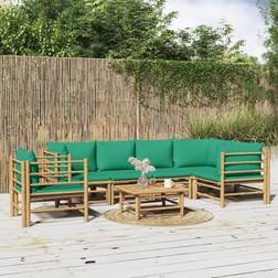 vidaXL Salotto Giardino 7 pz Con Cuscini Verdi Bambcod Mxl 100276 Set da Lounge da Esterno