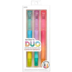 Ooly Writer's Duo Double-Ended Fountain Pens Highlighters Set of 3