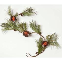 Homescapes Festive Christmas Garland with Artificial Pine Robins Decoration