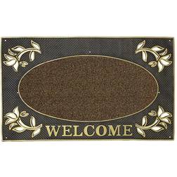 JVL Metallic Welcome Rectangular Door Mat Black, Gold, Yellow