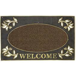 JVL Metallic Welcome Rectangular Door Mat Brown, Gold, Black, Yellow cm
