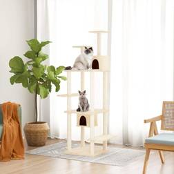 vidaXL Arbre À Chat Griffoirs en Sisal Crème 176 cm