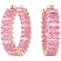 Swarovski Matrix Hoop Earrings - Rose Gold/Pink