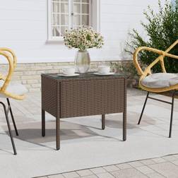 vidaXL Marrone 53x37x48 cm Polyrattan e Vetro Temperatocod MXL 87802 Tavolino