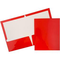 Jam Paper Laminated Two Pocket Glossy School Folders 6 Pack