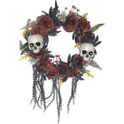 Sunstar Skulls & Red Roses Wreath Halloween Decoration Decorazione