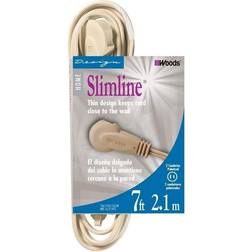 Wood's SlimLine 2239 Flat Plug Extension Cord, 2-Wire, 7-Foot, Beige