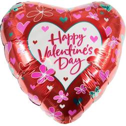 Horror-Shop Happy Valentins Day Folienballon mit Blumen für Valentinstag