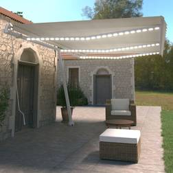 vidaXL Toldo Manual Retráctil Con LED Color Crema 600x350 cm