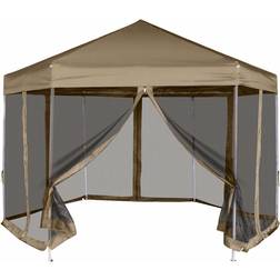 vidaXL Faltpavillon Sechseckig 3,6x3,1m Taupe 220g/m² Taupe, N/A