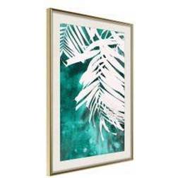 Artgeist Inramad White Palm on Teal Background 30x45 Poster