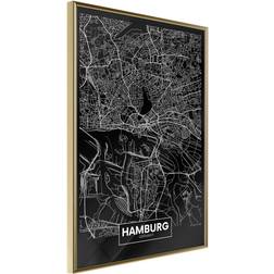 Artgeist Inramad City Map: Hamburg Dark Poster