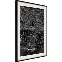 Artgeist Inramad City Map: Hamburg Dark Poster