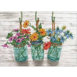 Dimensions 14" x 10" Flowering Jars Counted Cross Stitch Kit