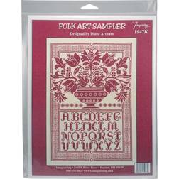 Folk Art Sampler Korsstygnskit 10 x 37.5 cm 14 Stycken