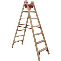 Euroline Wooden step ladder with comfort steps, double sided access, 2 x 7 steps