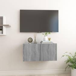 vidaXL Colgante Madera Contrachapada Gris 60x30x30 cm Mueble de TV