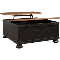 Ashley Valebeck Farmhouse Lift Top Brown/Black Coffee Table 36x36"